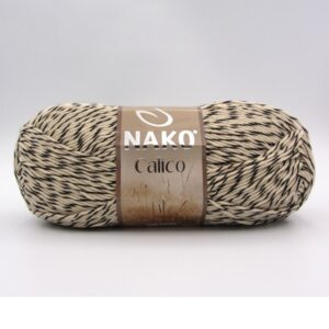 Пряжа Nako Calico 21300 черно-бежевый