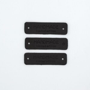 Нашивка кожаная 55×15 mm HANDMADE limited edition черная