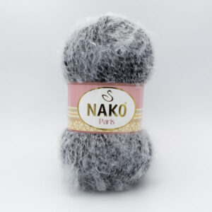 Пряжа Nako Paris 21304 черный с белым ворсом