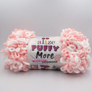 Пряжа плюшева Alize Puffy More 6272 персиково-білий