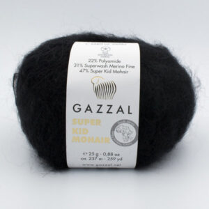 Пряжа Gazzal Super Kid Mohair 64409 чорний