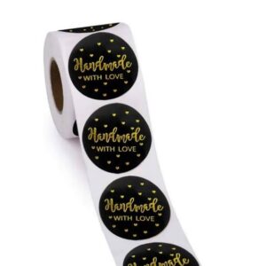 Наклейка Бирка Handmade 25 мм черная