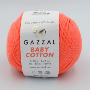 Пряжа Gazzal Baby Cotton 3459 неоновый коралловый