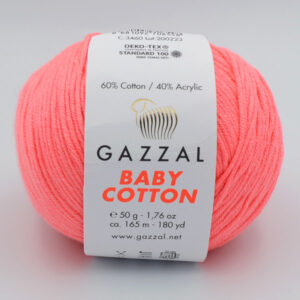 Пряжа Gazzal Baby Cotton 3460 неоновый розовый