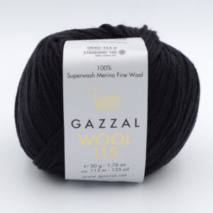 Пряжа Gazzal Wool 115 чорний 3307
