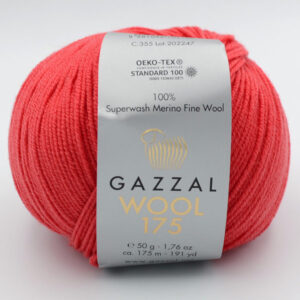 Пряжа Gazzal Wool 175 світло-червоний 355