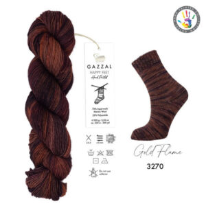 Пряжа Gazzal Happy Feet 3270 Gold Flame