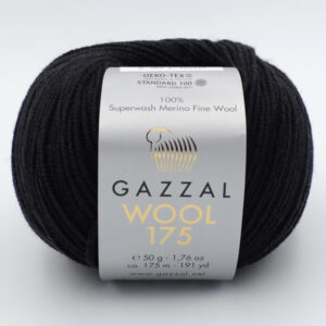 Пряжа Gazzal Wool 175 чорний 304
