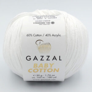 Пряжа Gazzal Baby Cotton 3432 белый