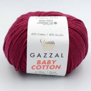 Пряжа Gazzal Baby Cotton 3442 бордо