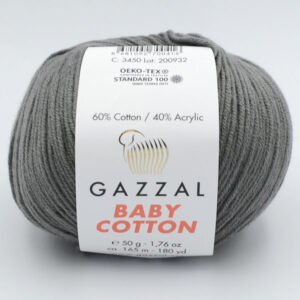 Пряжа Gazzal Baby Cotton 3450 темно-серый