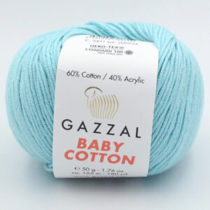 Пряжа Gazzal Baby Cotton 3451 ніжна бірюза