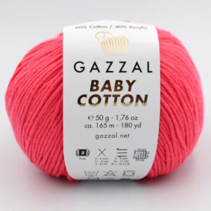 Пряжа Gazzal Baby Cotton 3458 неоновый малиновый