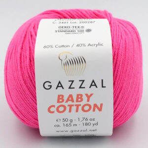 Пряжа Gazzal Baby Cotton 3461 ярко-розовый