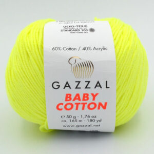 Пряжа Gazzal Baby Cotton 3462 неоновый желтый