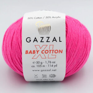 Пряжа Gazzal Baby Cotton XL неоновый розовый 3461XL