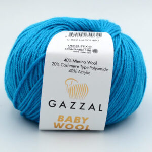 Пряжа Gazzal Baby Wool 822 голубая бирюза