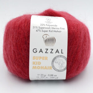 Пряжа Gazzal Super Kid Mohair 64416 темно-червоний