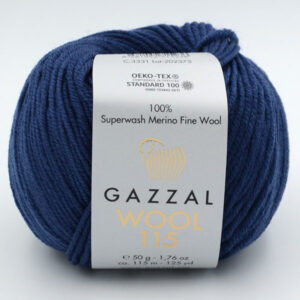 Пряжа Gazzal Wool 115 темно-синій 3331