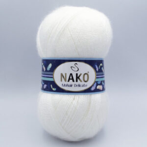 Пряжа Nako Mohair Delicate білий 6101 (208)