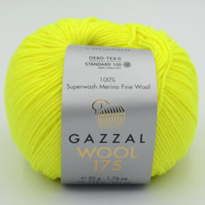 Пряжа Gazzal Wool 175 неоновий жовтий 353