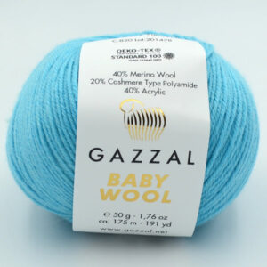 Пряжа Gazzal Baby Wool 820 блакитна бірюза