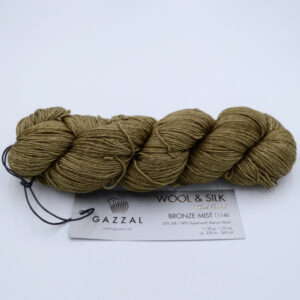 Пряжа Gazzal Wool Silk Bronze Mist 11140 бронзово-оливковий