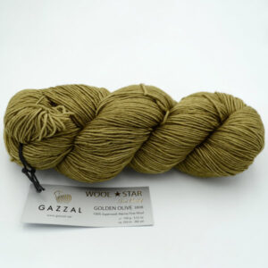 Пряжа Gazzal Wool Star Golden Olive 3808 оливковий