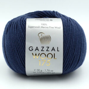 Пряжа Gazzal Wool 175 темно-синій 326