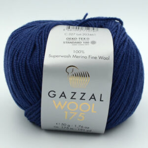 Пряжа Gazzal Wool 175 темно-синій 327