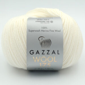 Пряжа Gazzal Wool 175 молочно-білий 339