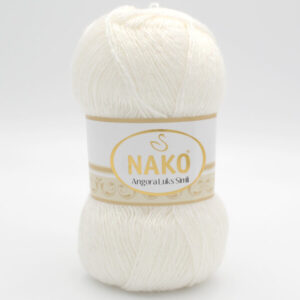 Пряжа Nako Angora Luks Simli 208 молочно-білий