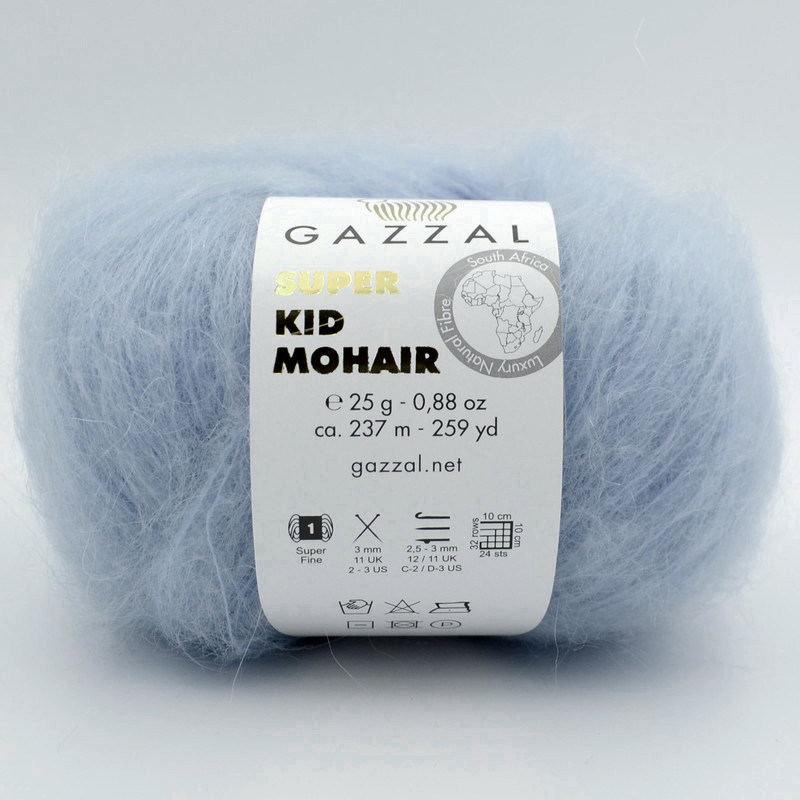 Пряжа Gazzal Super Kid Mohair 64420 серо-голубой