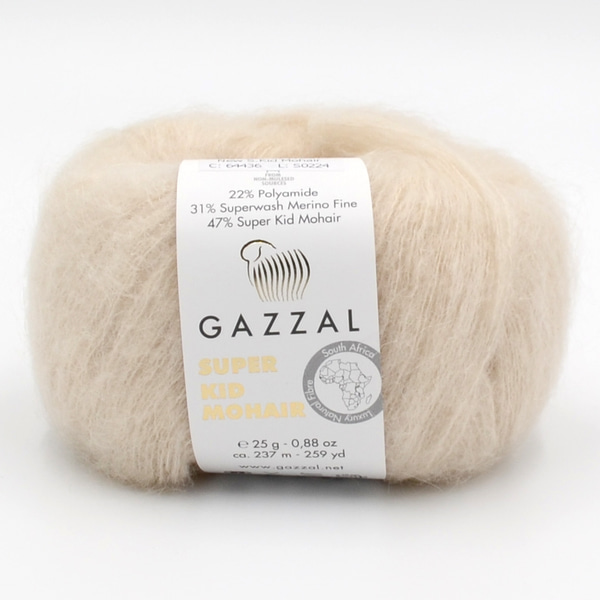 Пряжа Gazzal Super Kid Mohair 64436 світло-бежевий
